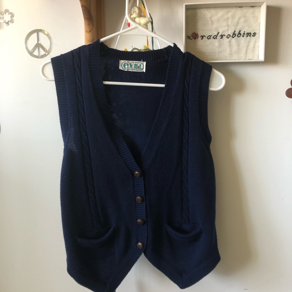 Vintage Navy Sweater Vest